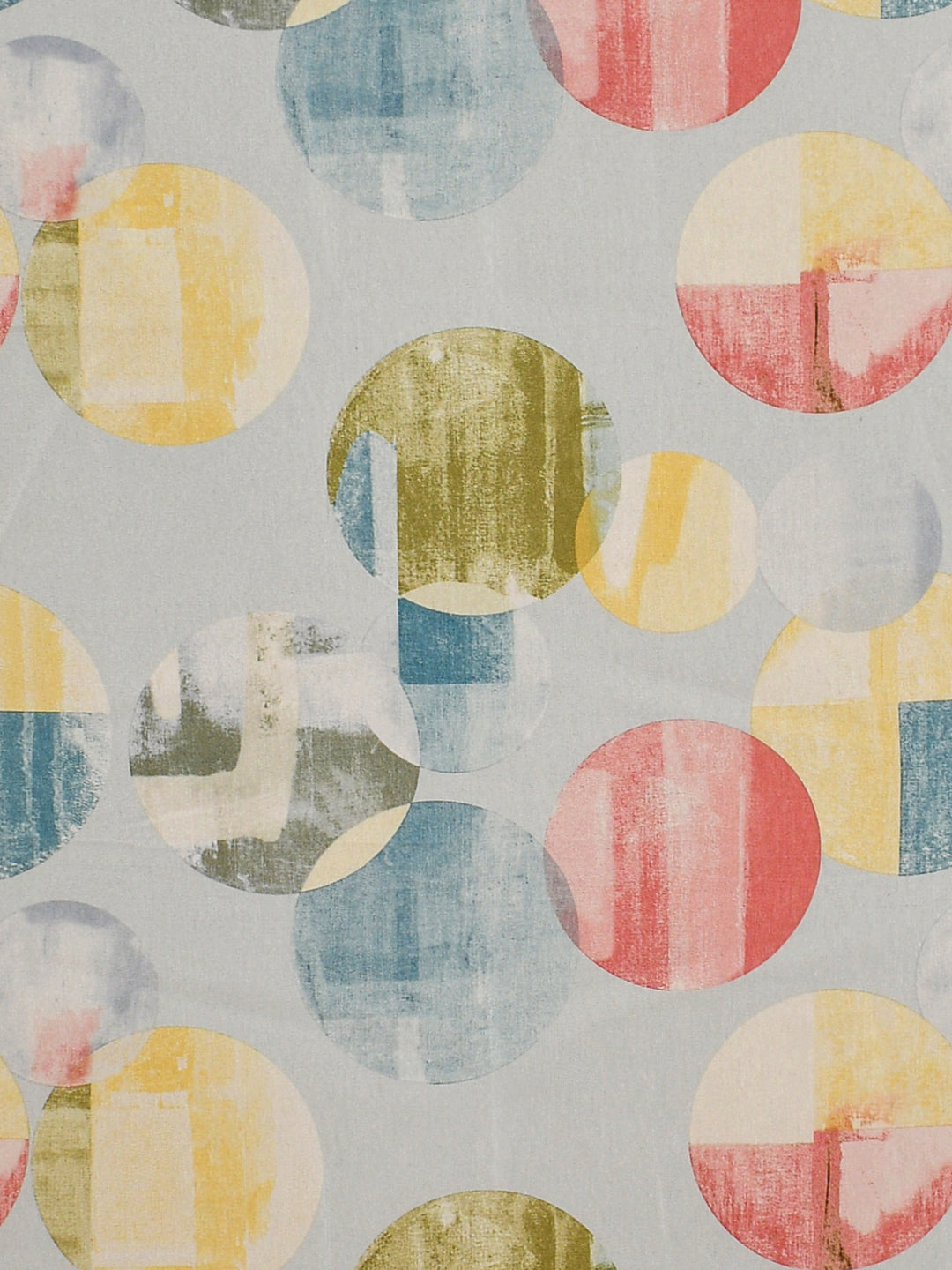 URBAN DREAM FASHION GEOMETRIC CIRCLES PRINT BLUE AND YELLOW EYELET CURTAIN