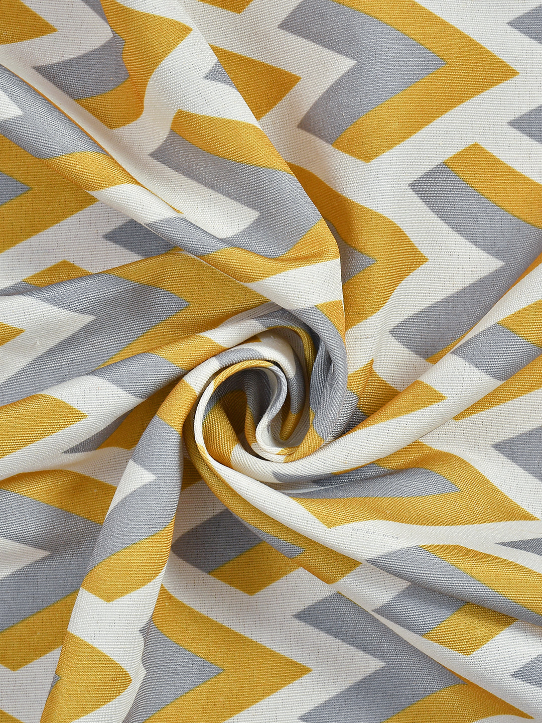 URBAN DREAM FASHION ABSTRACT GEOMETRIC PRINT MUSTARD AND GREY EYELET CURTAIN