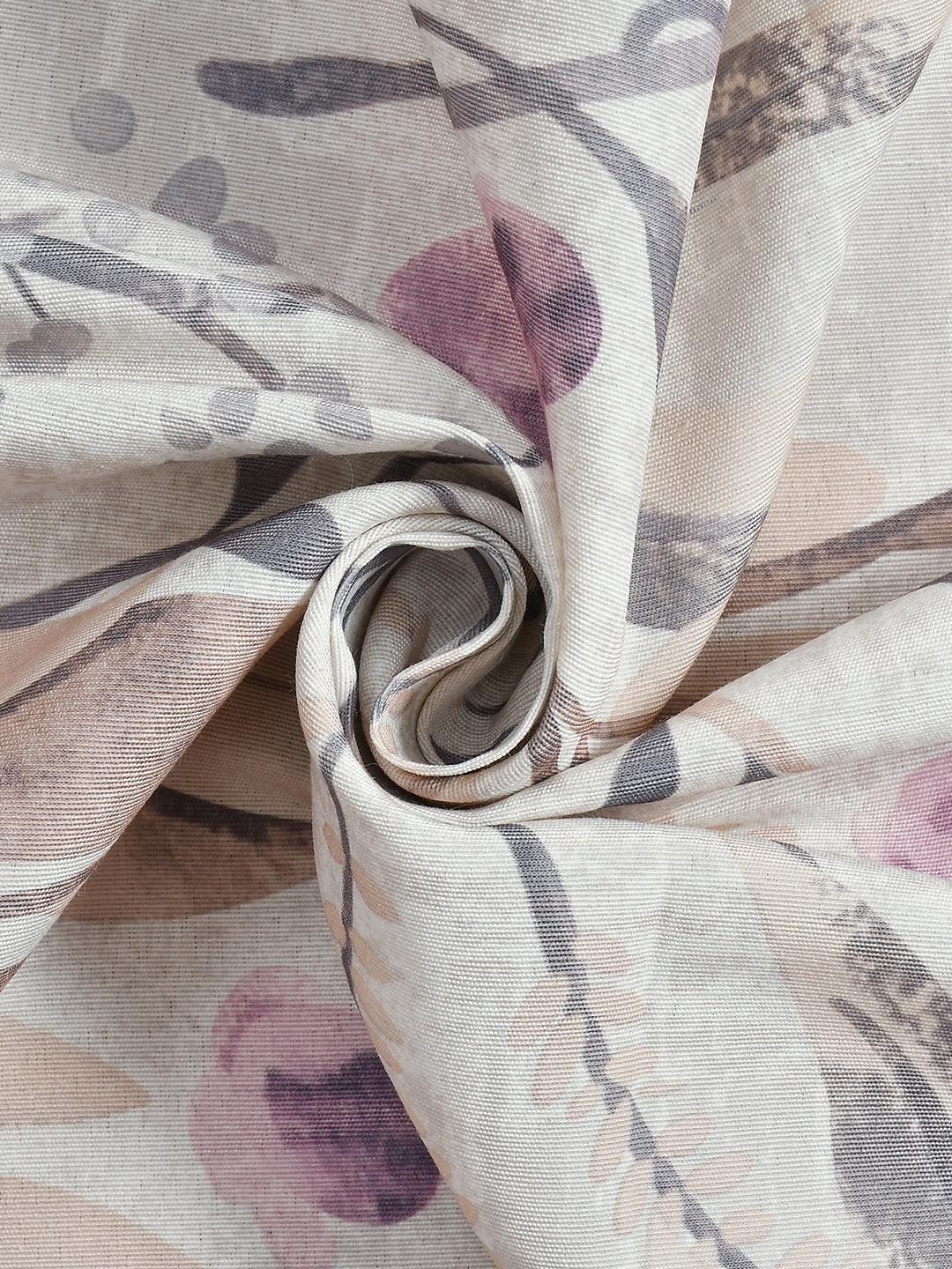 URBAN DREAM FASHION ABSTRACT FLORAL TWIGS PRINT PURPLE AND GREY EYELET CURTAIN