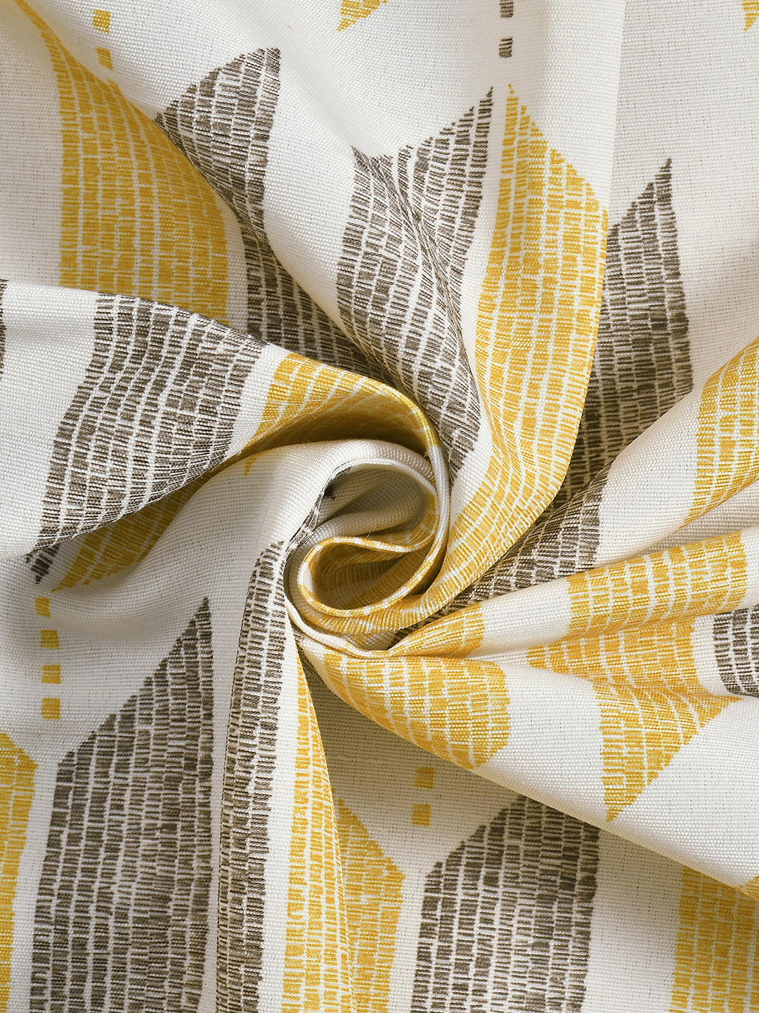 URBAN DREAM FASHION ABSTRACT GEOMETRIC PRINT YELLOW AND BROWN EYELET CURTAIN