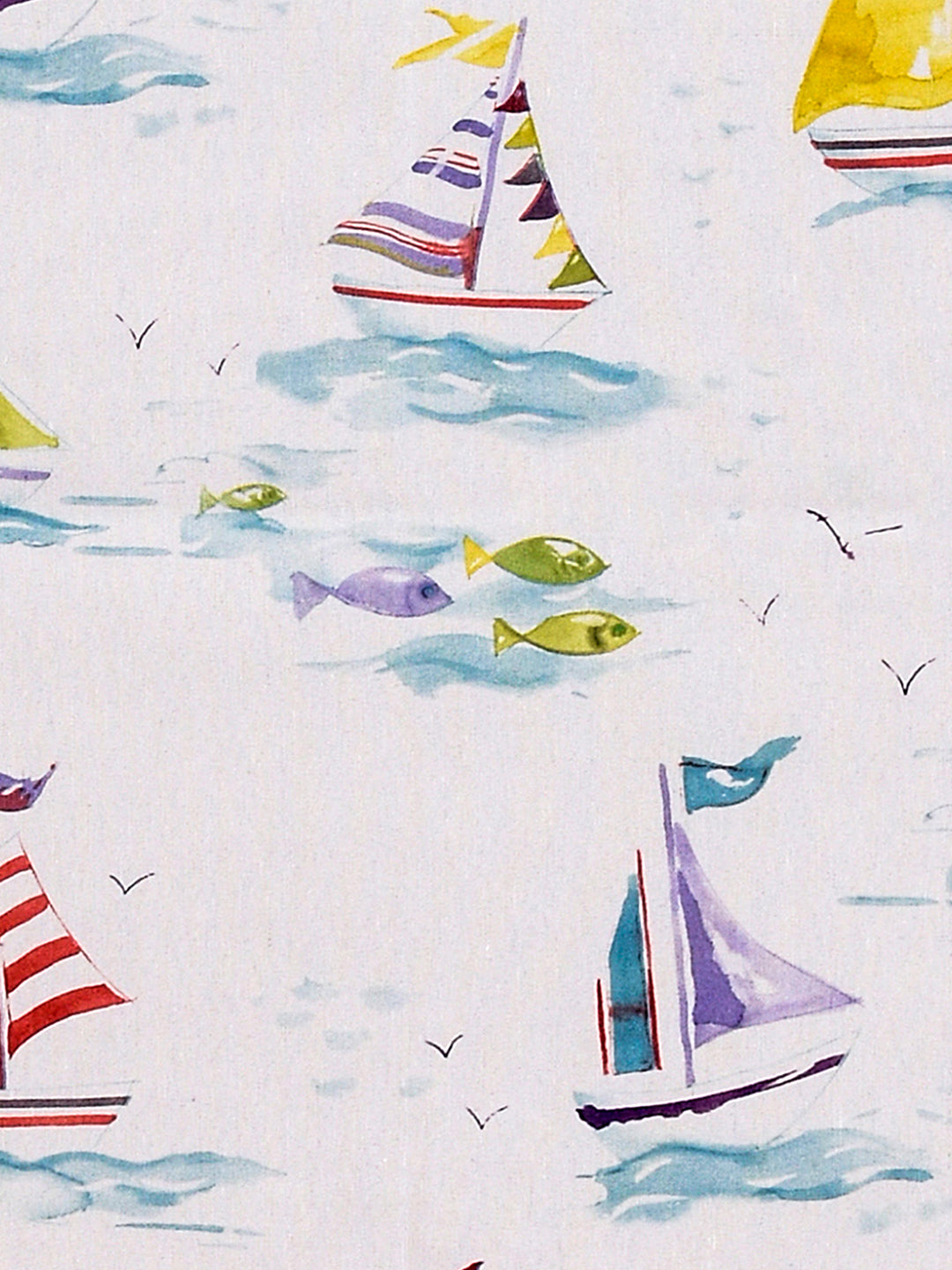 URBAN DREAM KIDS SAILBOAT PRINT BLUE AND YELLOW EYELET CURTAIN