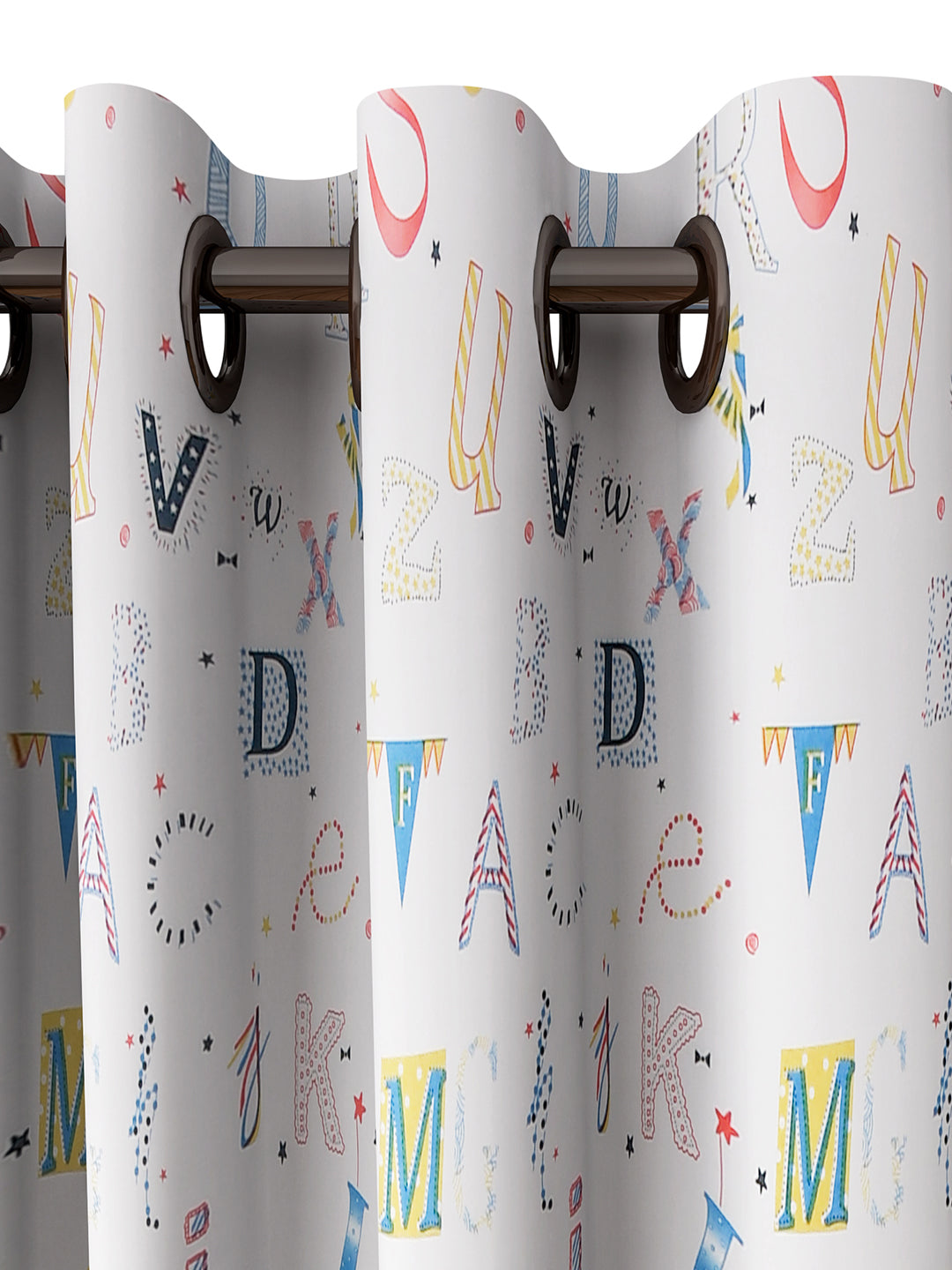 URBAN DREAM KIDS ABSTARCT ALPHABETS PRINT BLUE AND YELLOW EYELET CURTAIN