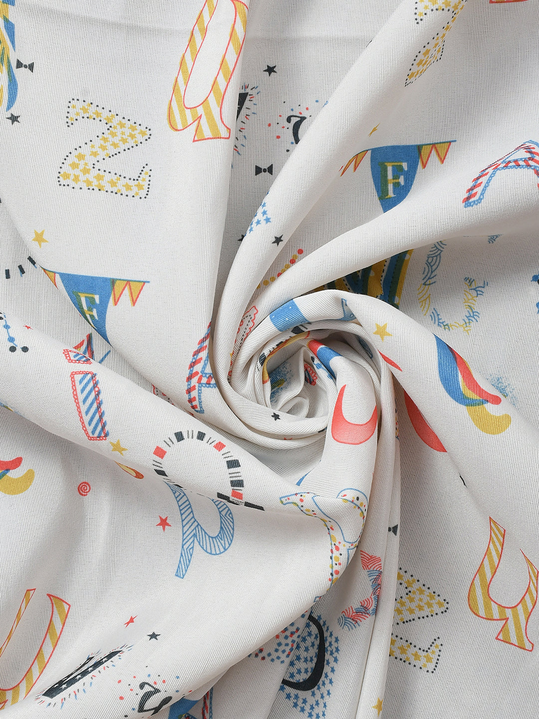 URBAN DREAM KIDS ABSTARCT ALPHABETS PRINT BLUE AND YELLOW EYELET CURTAIN
