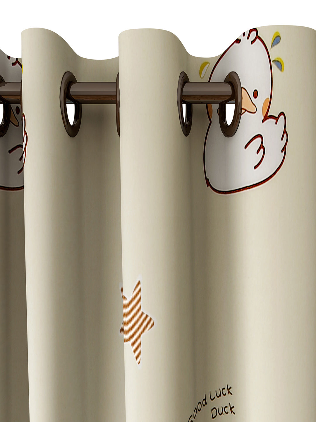 URBAN DREAM KIDS ABSTRACT DUCKS PRINT YELOW AND ORANGE EYELET CURTAIN
