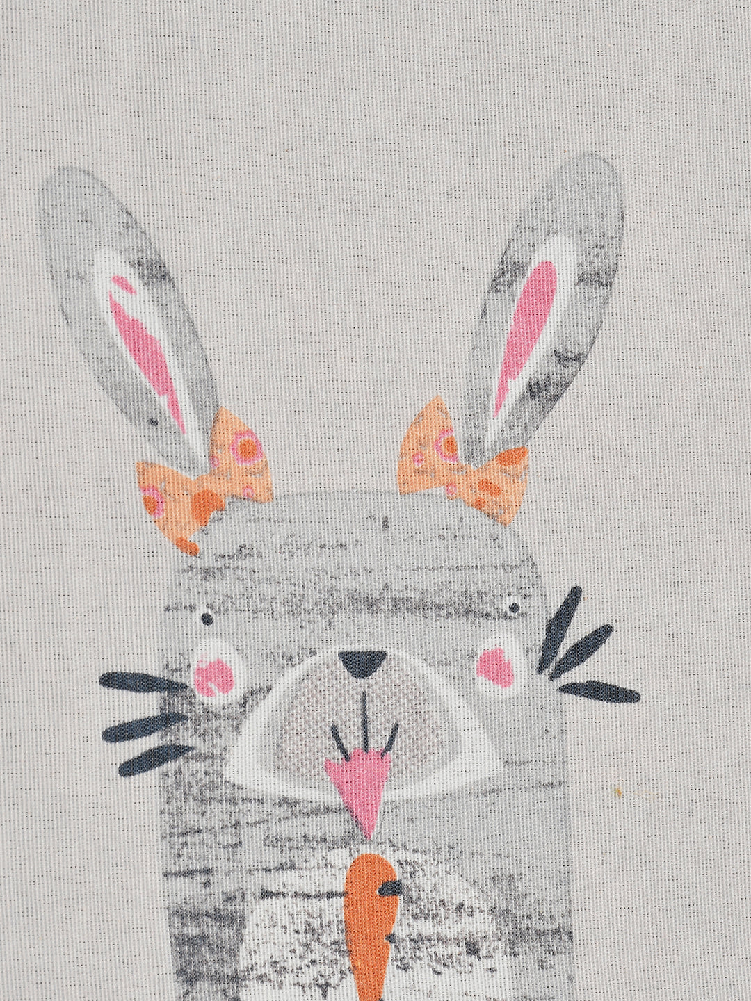 URBAN DREAM KIDS ABSTRACT RABBITS PRINT GREY AND PINK EYELET CURTAIN