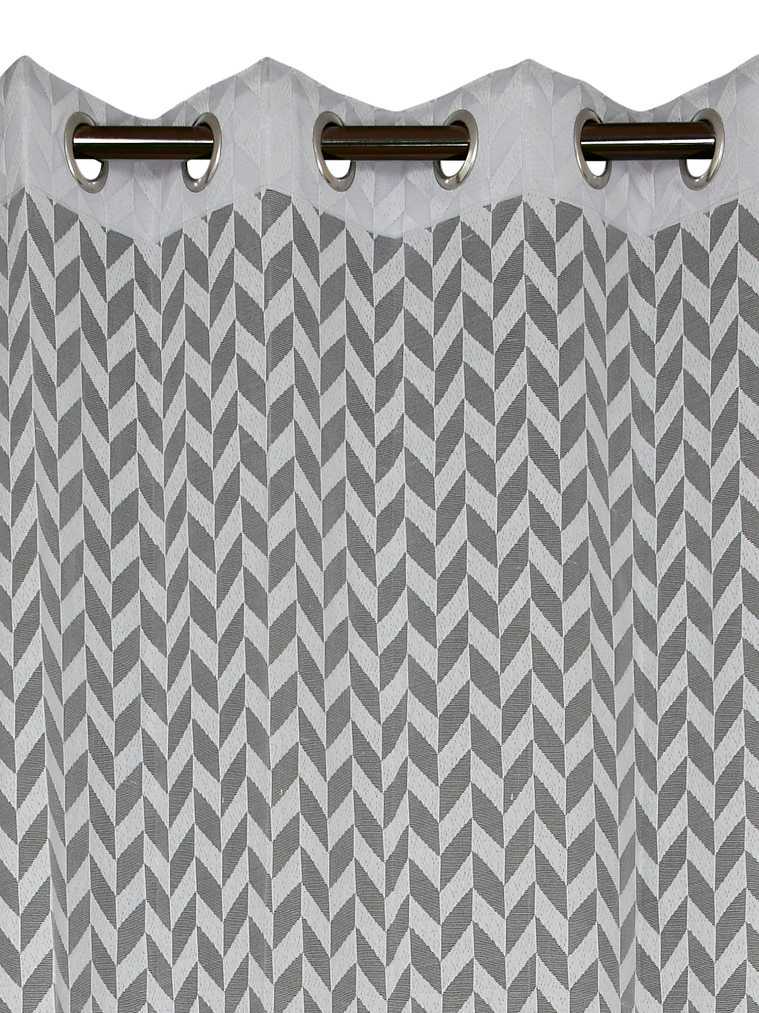 URBAN DREAM FASHION ABSTRACT GEOMETRIC CHEVRON SHEER SOLID GREY EYELET CURTAIN