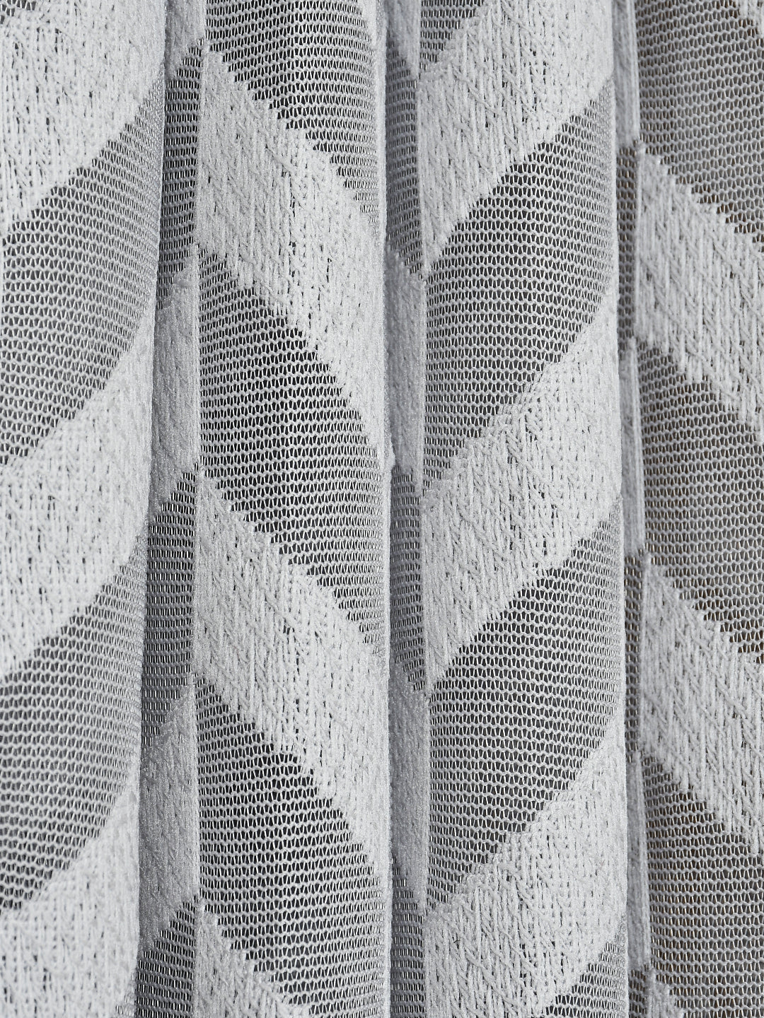 URBAN DREAM FASHION ABSTRACT GEOMETRIC CHEVRON SHEER SOLID GREY EYELET CURTAIN