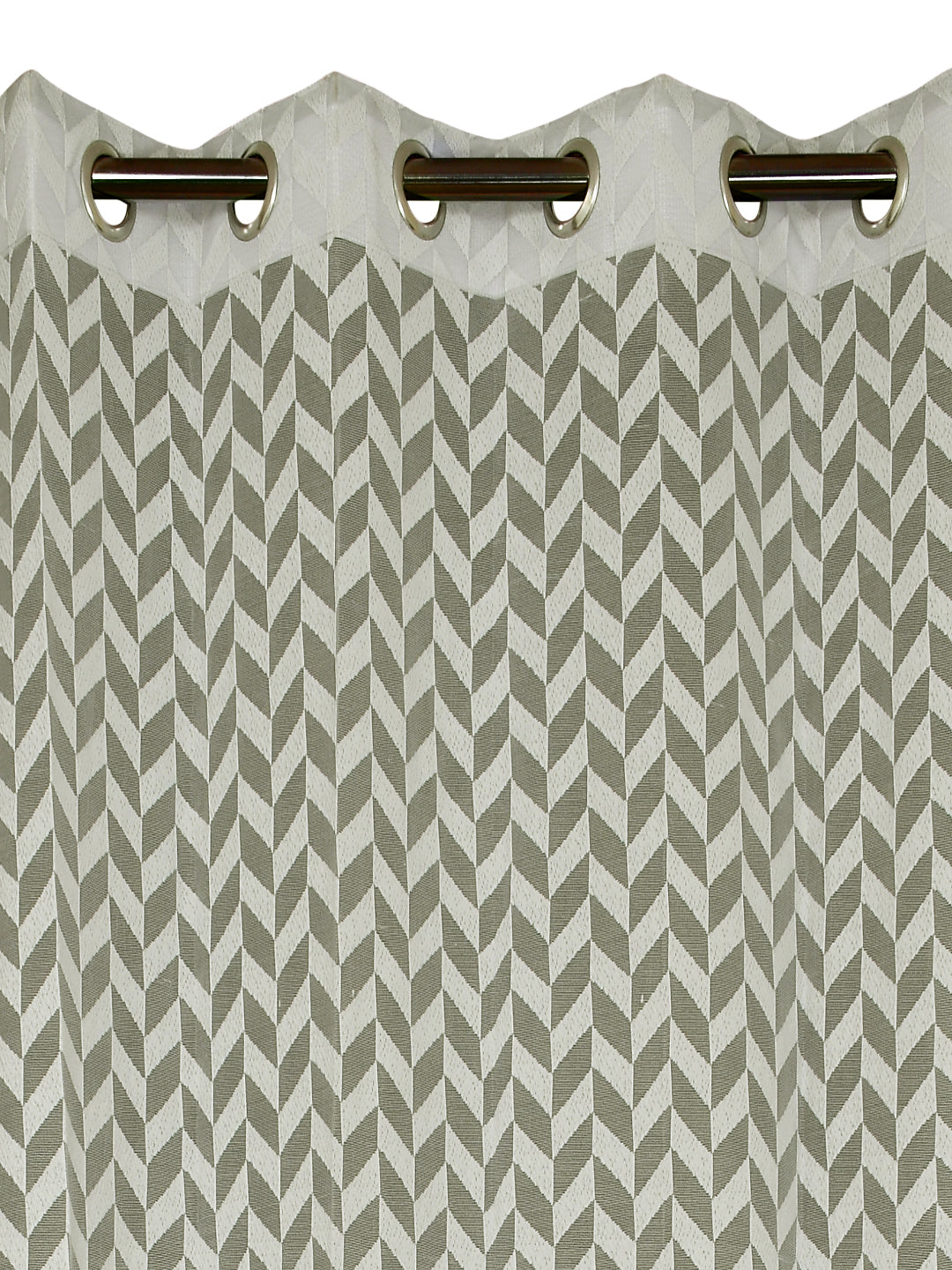 URBAN DREAM FASHION ABSTRACT GEOMETRIC CHEVRON SHEER SOLID OFF-WHITE EYELET CURTAIN
