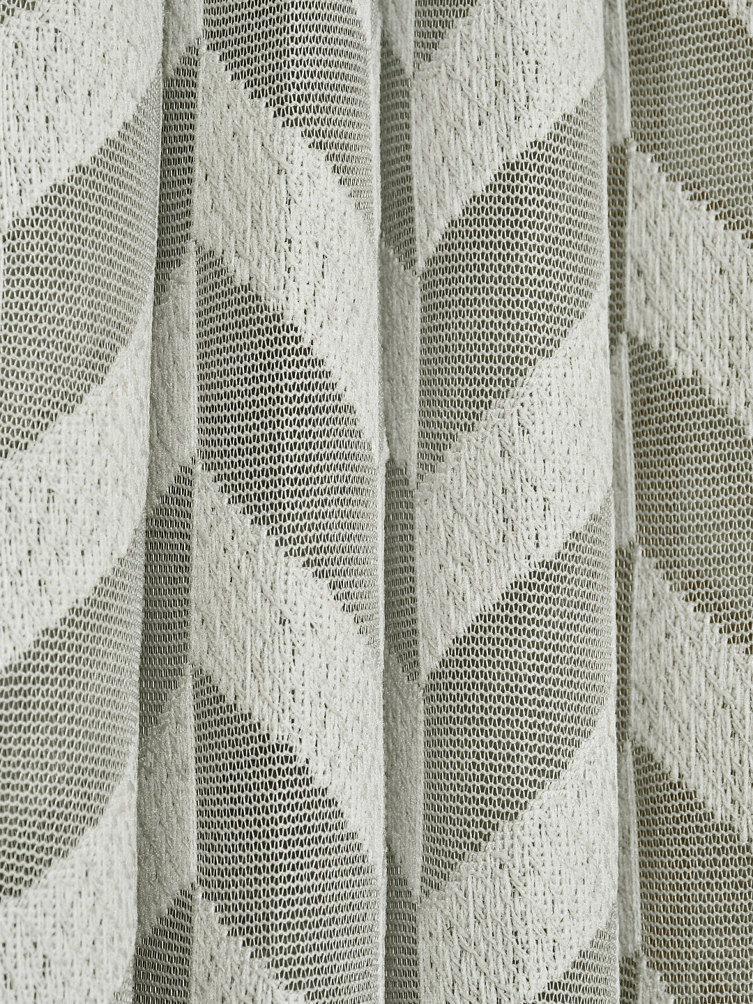 URBAN DREAM FASHION ABSTRACT GEOMETRIC CHEVRON SHEER SOLID OFF-WHITE EYELET CURTAIN