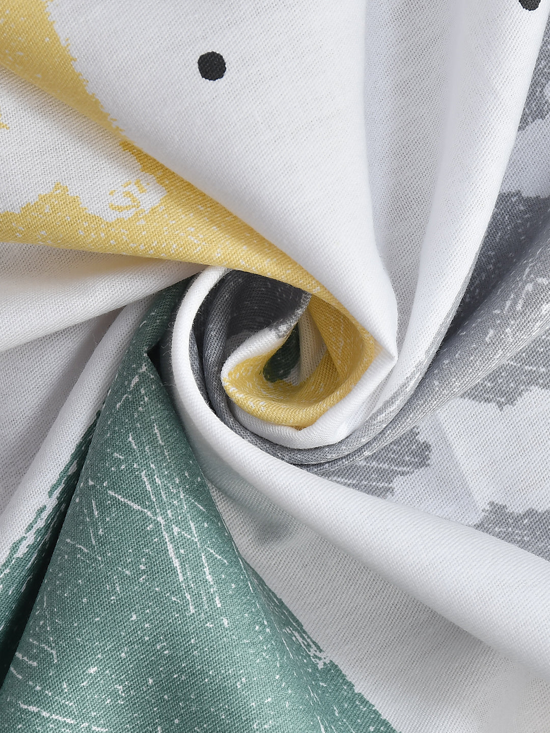 URBAN DREAM FASHION GEOMETRIC CROSS PRINT WHITE AND YELLOW BEDSHEET SET