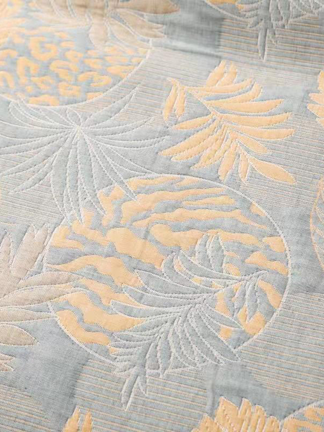 URBAN DREAM ABSTRACT FLORAL WEAVE YELLOW AND GREY BEDSPREAD