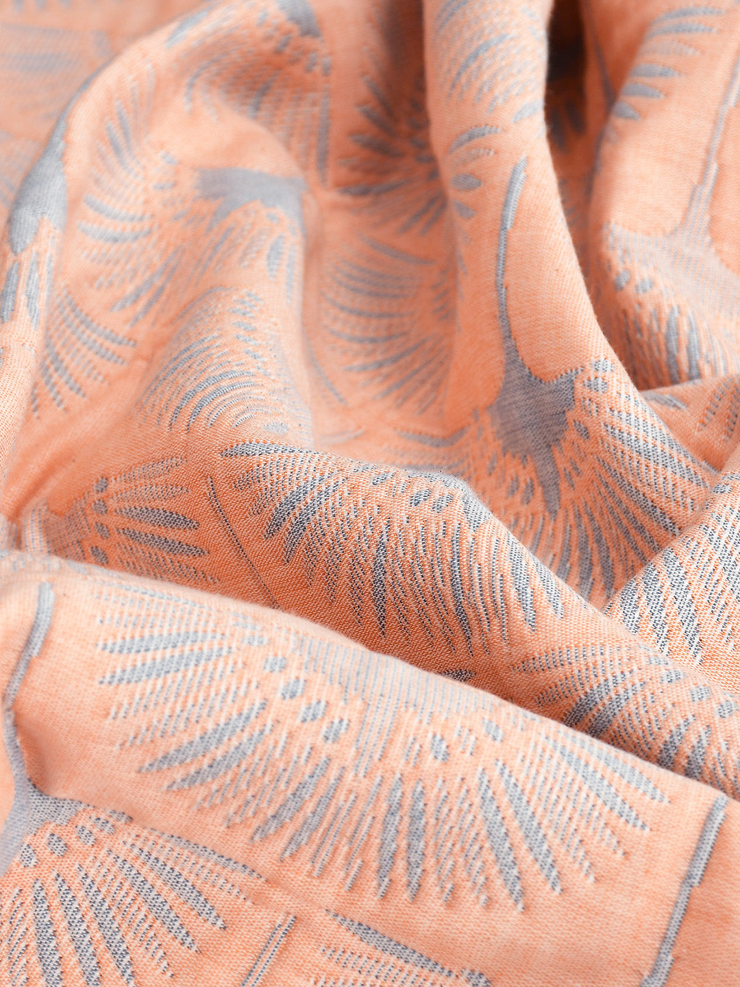 URBAN DREAM FASHION ABSTRACT FLORAL WEAVE PEACH AND GREY BEDSPREAD