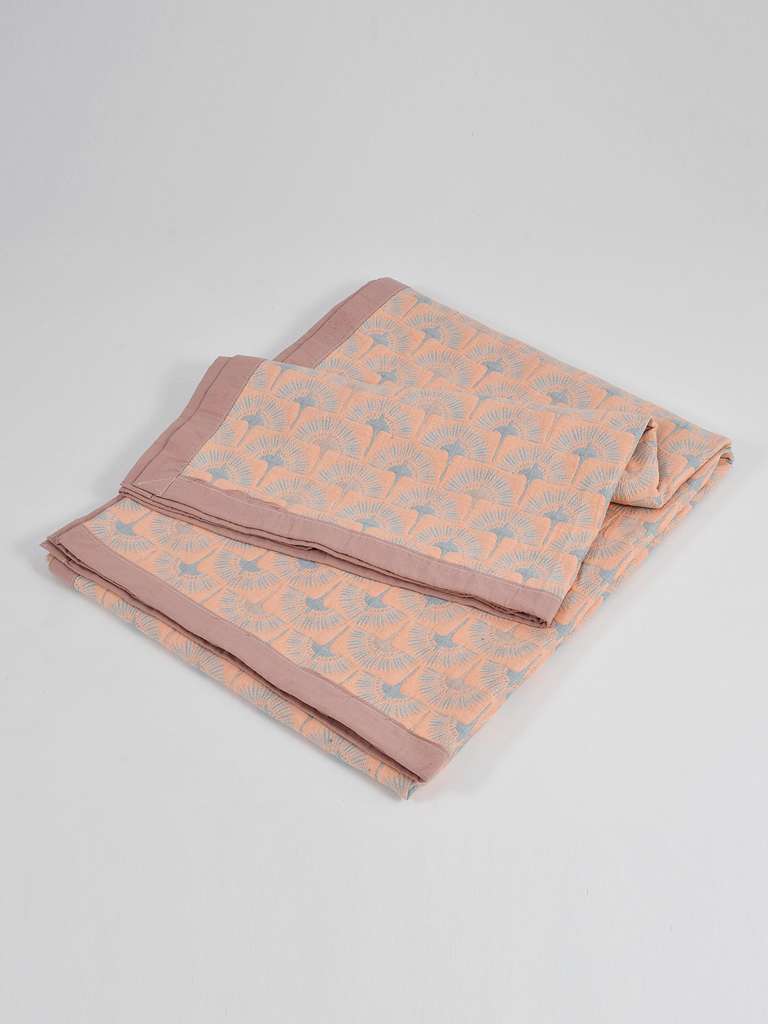 URBAN DREAM FASHION ABSTRACT FLORAL WEAVE PEACH AND GREY BEDSPREAD