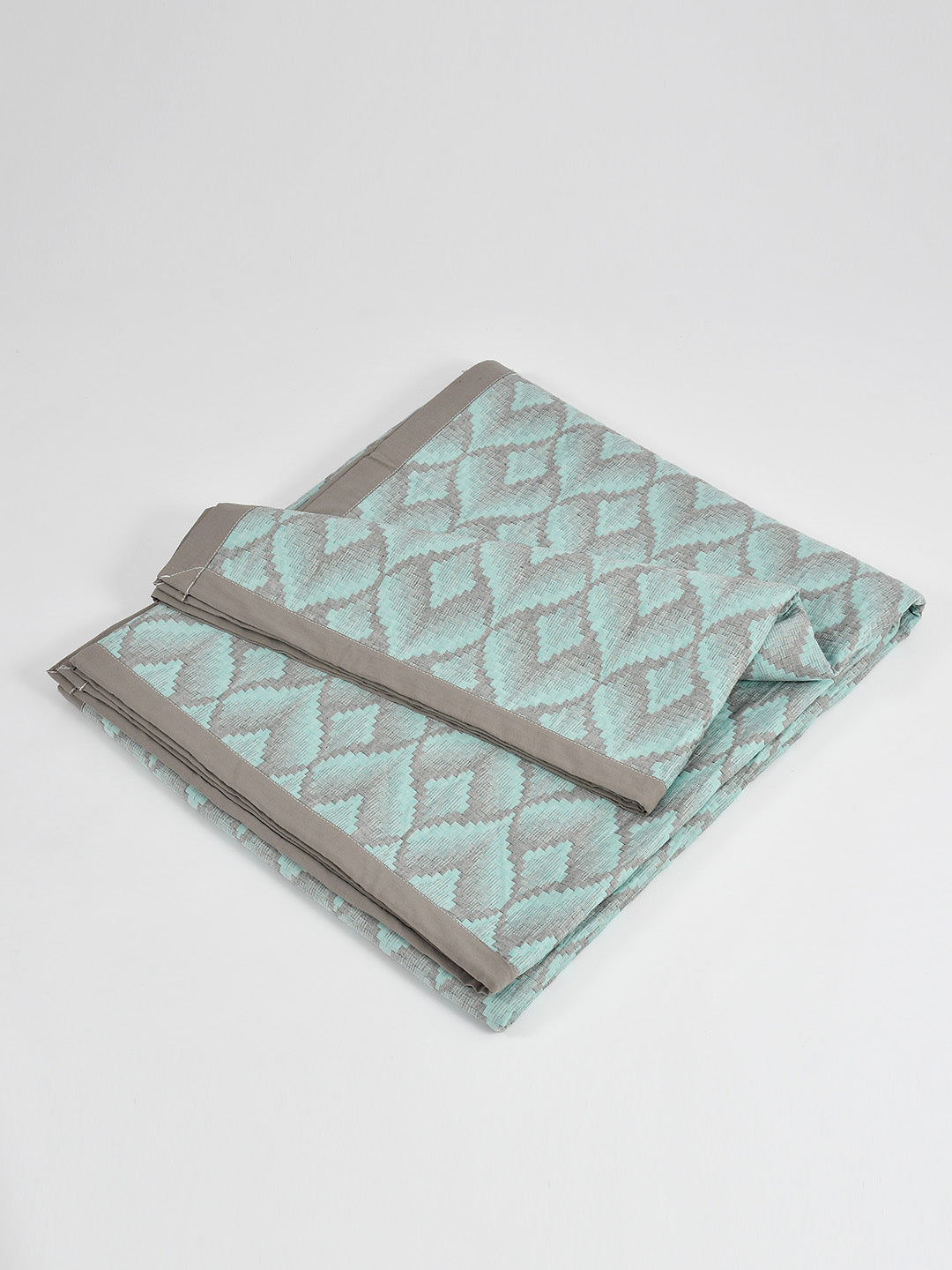 URBAN DREAM FASHION ABSTRACT FLORAL WEAVE GREEN AND GREY BEDSPREAD