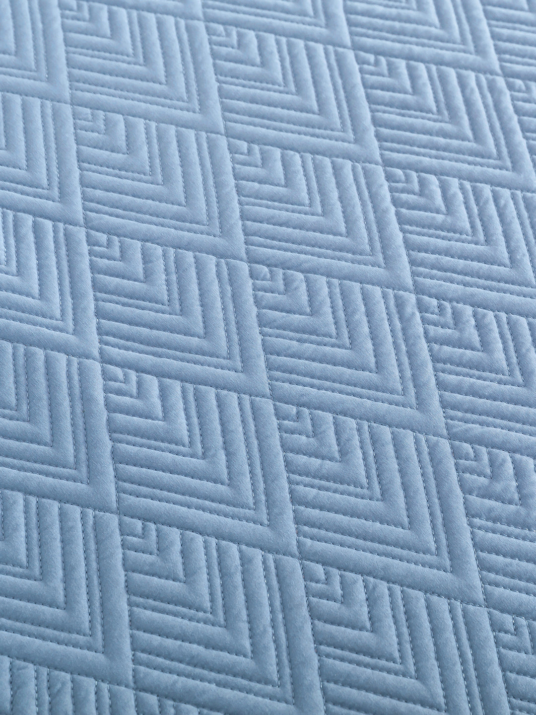 URBAN DREAM FASHION GEOMETRIC CHEVRON QUILTED SOLID LIGHT BLUE BEDSPREAD