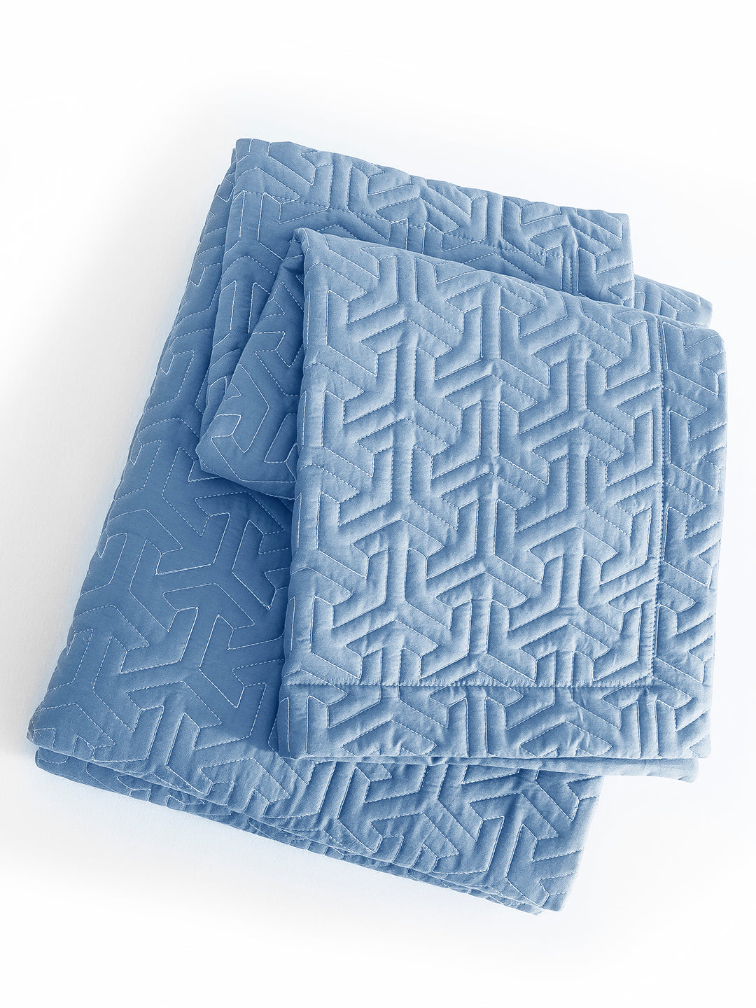 URBAN DREAM FASHION GEOMETRIC GRID QUILTED SOLID LIGHT BLUE BEDSPREAD