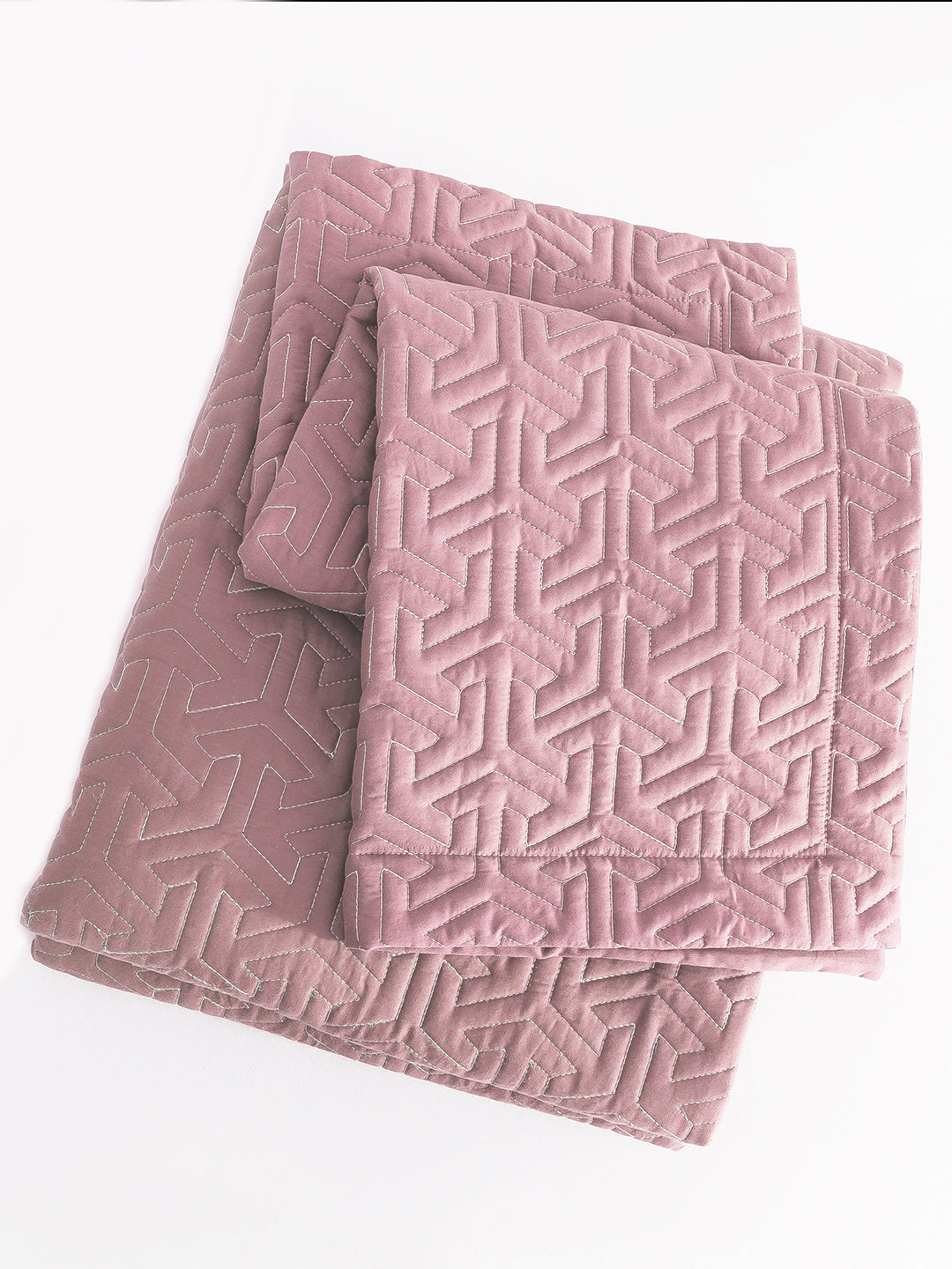 URBAN DREAM FASHION GEOMETRIC GRID QUILTED SOLID LIGHT PINK BEDSPREAD