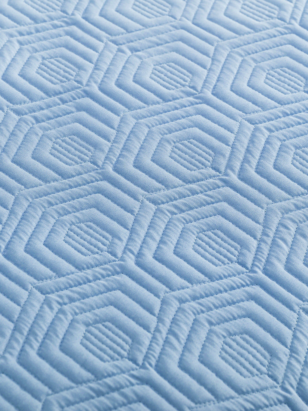 URBAN DREAM FASHION GEOMETRIC HONEYCOMB QUILTED SOLID LIGHT BLUE BEDSPREAD