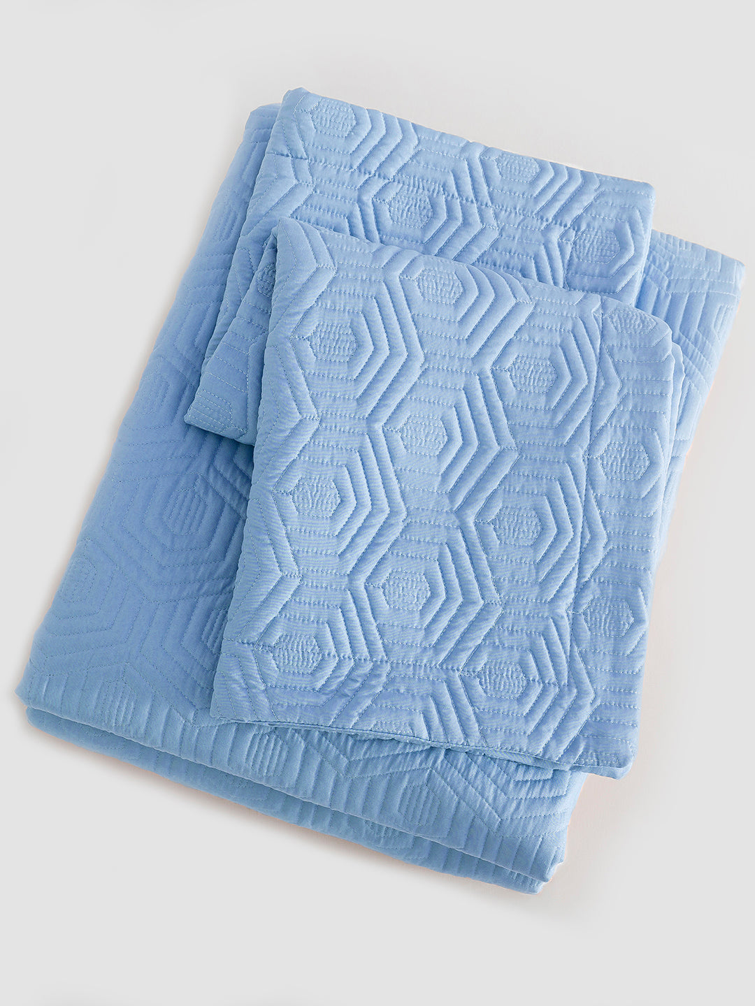 URBAN DREAM FASHION GEOMETRIC HONEYCOMB QUILTED SOLID LIGHT BLUE BEDSPREAD