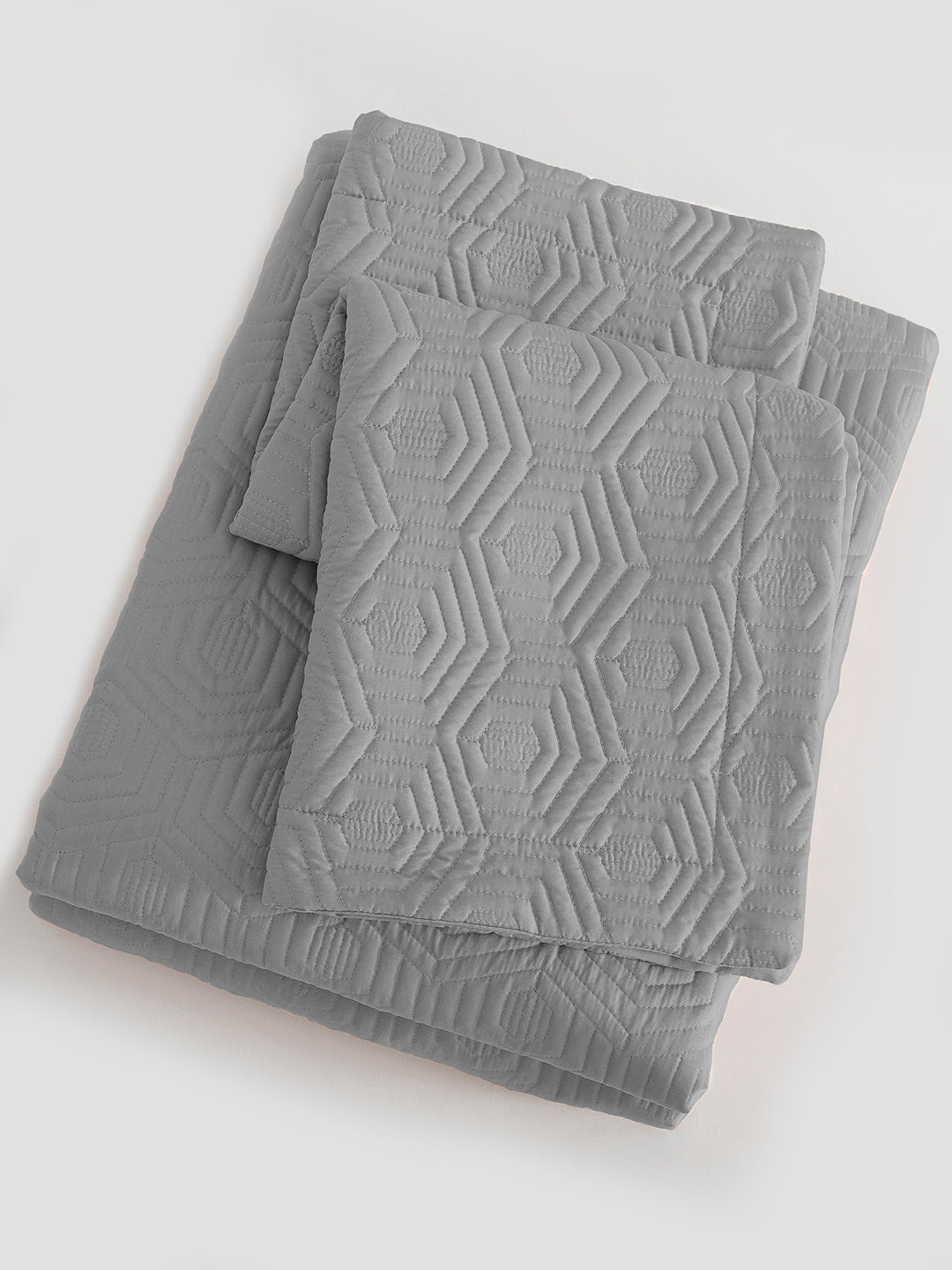 URBAN DREAM FASHION GEOMETRIC HONEYCOMB QUILTED SOLID GREY BEDSPREAD