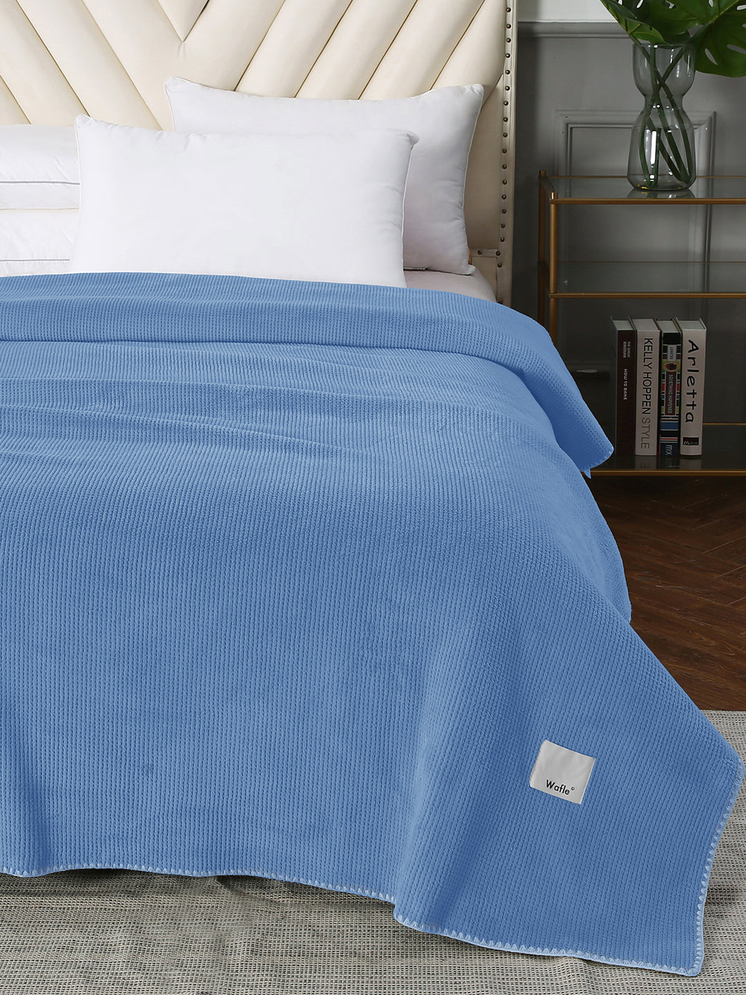 URBAN DREAM FASHION WAFFLE SOLID BLUE BLANKET
