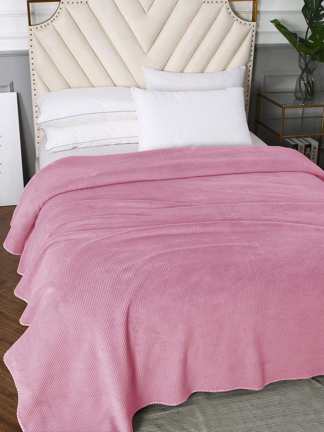 URBAN DREAM FASHION WAFFLE SOLID DARK PINK BLANKET