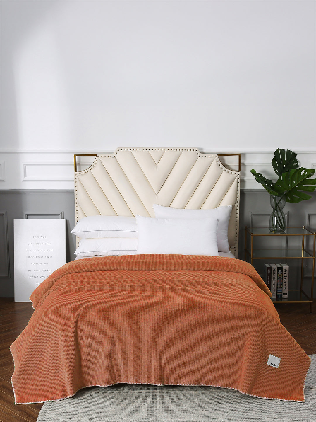 URBAN DREAM FASHION WAFFLE SOLID RUST BLANKET