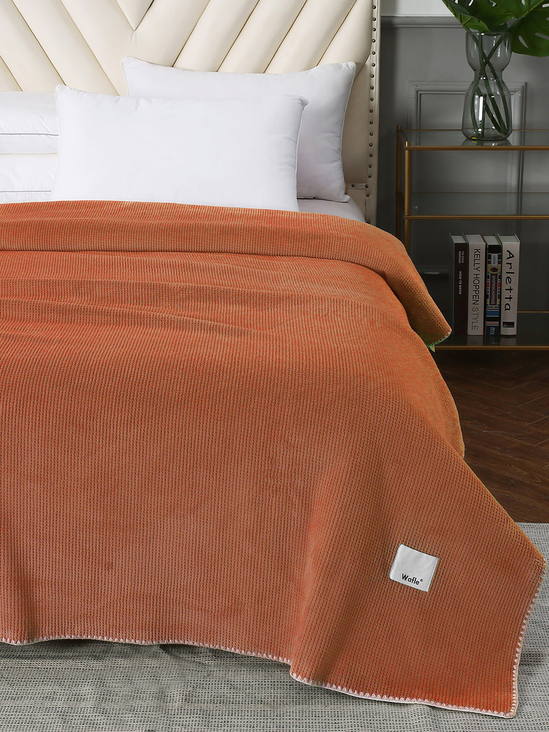 URBAN DREAM FASHION WAFFLE SOLID RUST BLANKET
