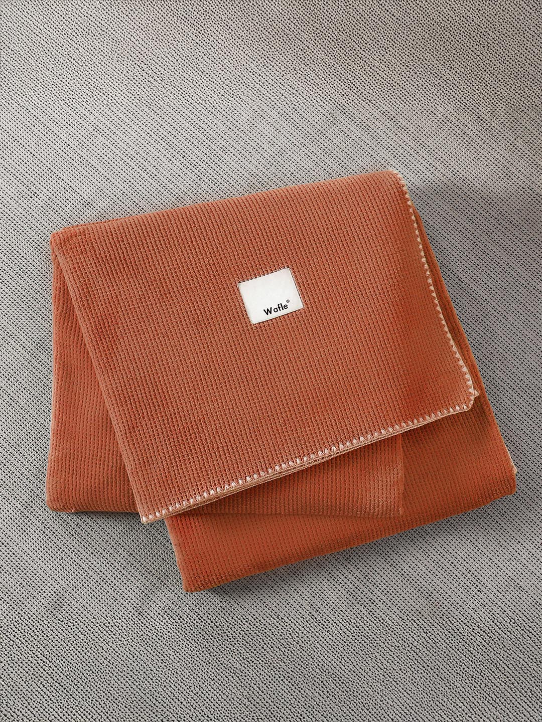 URBAN DREAM FASHION WAFFLE SOLID RUST BLANKET