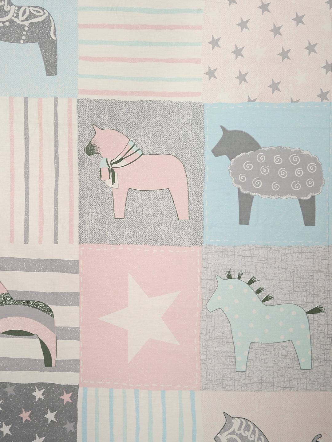 URBAN DREAM KIDS PEGASUS PRINT PEACH AND GREY BEDSHEET SET