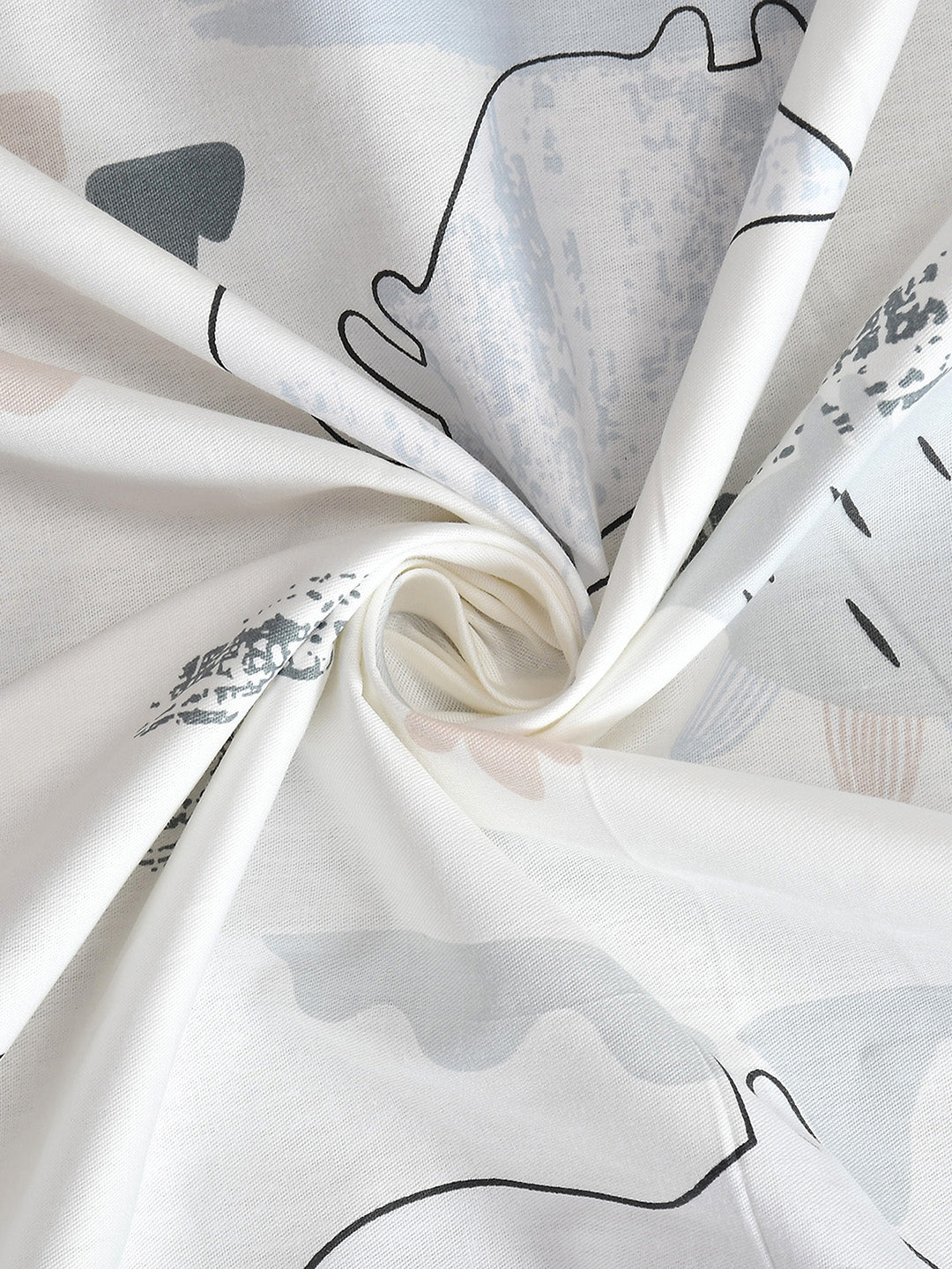 URBAN DREAM KIDS ABSTRACT DINO PRINT WHITE AND GREY BEDSHEET SET