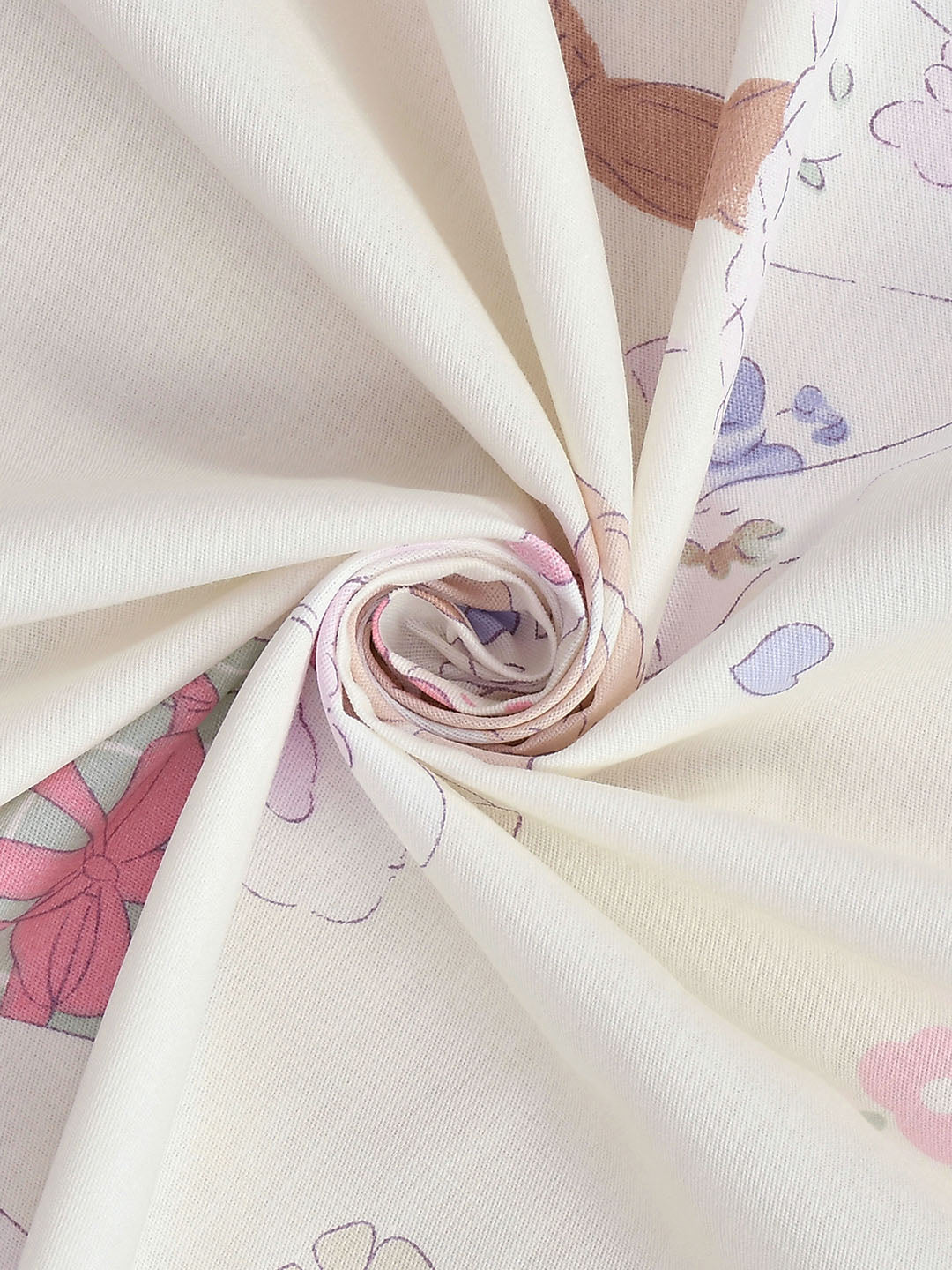URBAN DREAM KIDS TEDDY TEA PARTY PRINT WHITE AND PINK BEDSHEET SET
