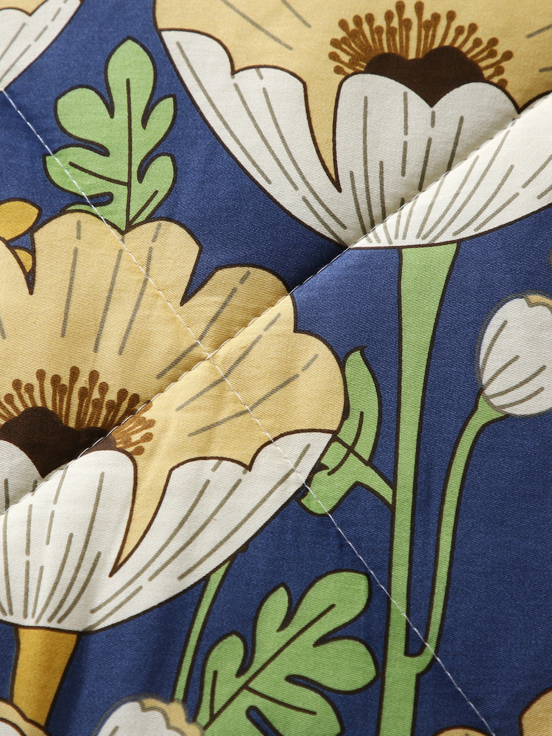URBAN DREAM FASHION ABSTRACT FLORAL PRINT BLUE AND YELLOW DOUBLE COMFORTER