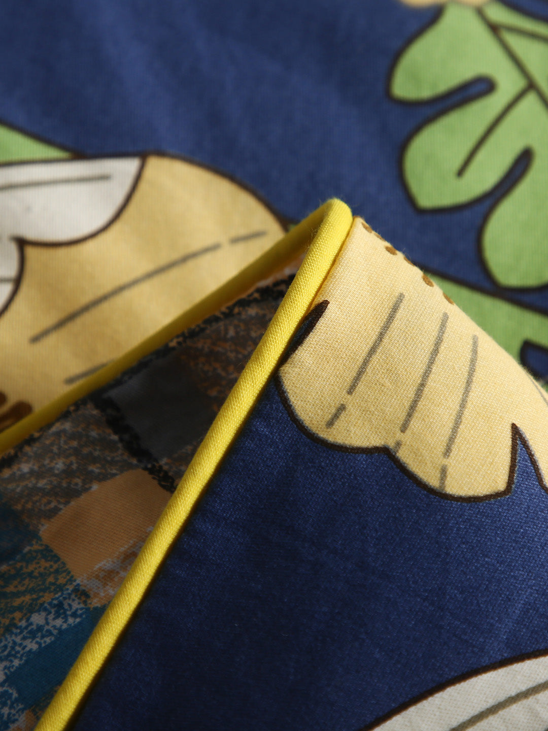 URBAN DREAM FASHION ABSTRACT FLORAL PRINT BLUE AND YELLOW DOUBLE COMFORTER