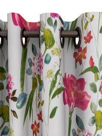 URBAN DREAM FASHION ABSTRACT FLORAL PRINT PINK AND GREEN EYELET CURTAIN