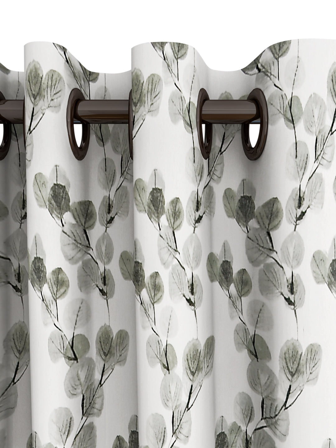 URBAN DREAM FASHION ABSTRACT FLORAL PRINT GREEN AND GREY EYELET CURTAIN