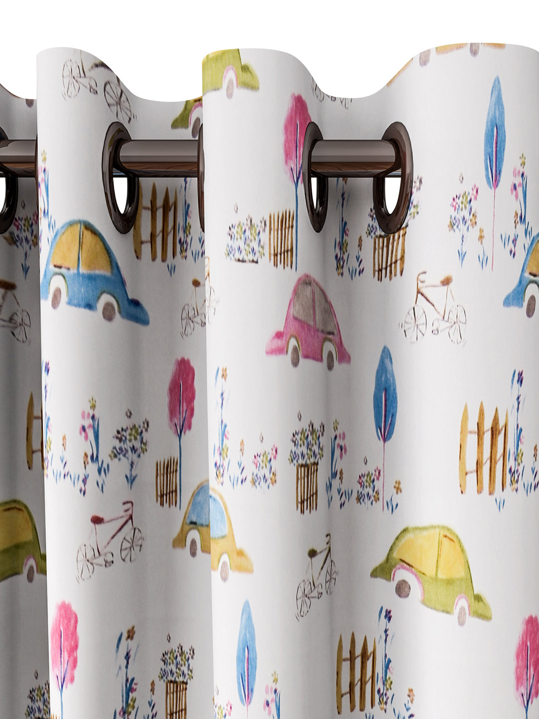 URBAN DREAM KIDS CARS PRINT PINK AND BLUE EYELET CURTAIN