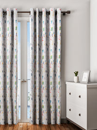 URBAN DREAM KIDS ABSTARCT ALPHABETS  PRINT BLUE AND YELLOW EYELET CURTAIN