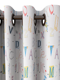 URBAN DREAM KIDS ABSTARCT ALPHABETS  PRINT BLUE AND YELLOW EYELET CURTAIN