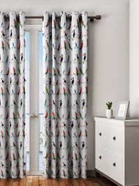 URBAN DREAM KIDS KITTEN AND PUMPKIN PRINT GREY AND ORANGE EYELET CURTAIN