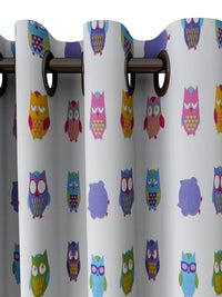 URBAN DREAM KIDS ABSTRACT OWL PRINT PURPLE AND PINK EYELET CURTAIN