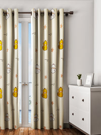 URBAN DREAM KIDS ABSTRACT DUCKS PRINT YELOW AND ORANGE  EYELET CURTAIN