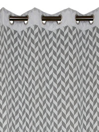 URBAN DREAM FASHION ABSTRACT GEOMETRIC  CHEVRON SHEER SOLID GREY EYELET CURTAIN