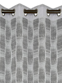 URBAN DREAM FASHION ABSTRACT CHECKS SHEER SOLID GREY EYELET CURTAIN