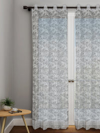 URBAN DREAM FASHION ABSTRACT CLOUD SHEER SOLID GREY EYELET CURTAIN