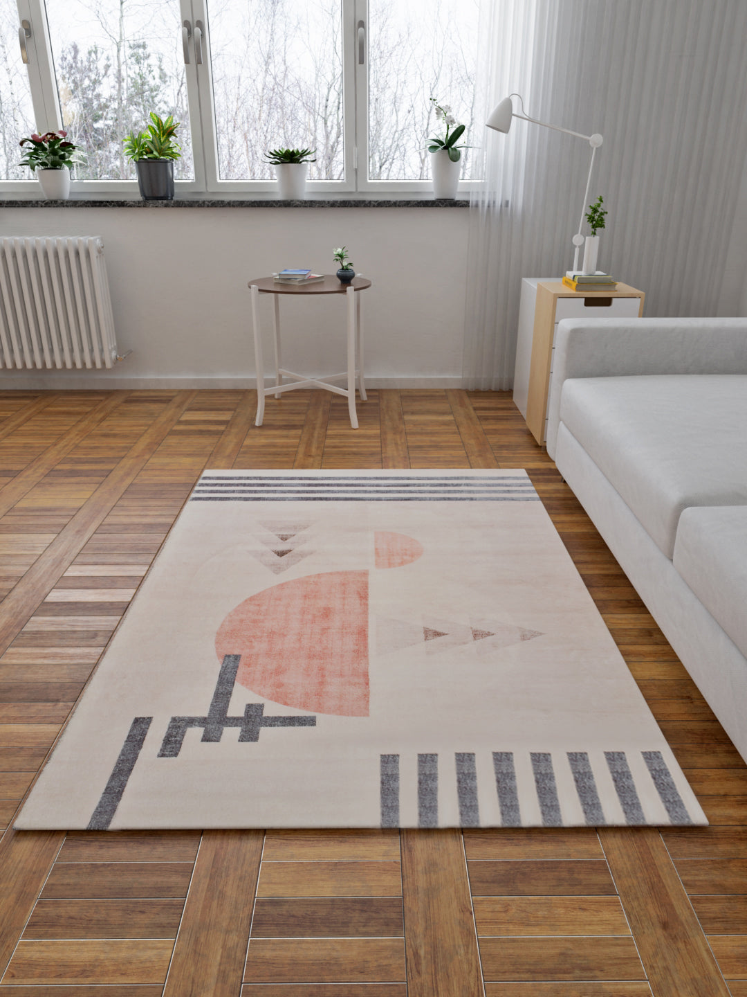 URBAN DREAM FASHION ABSTRACT GEOMETRIC TUFT BEIGE AND BLACK CARPET