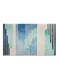 URBAN DREAM FASHION ABSTRACT GEOMETRIC TUFT BLUE AND TEAL CARPET