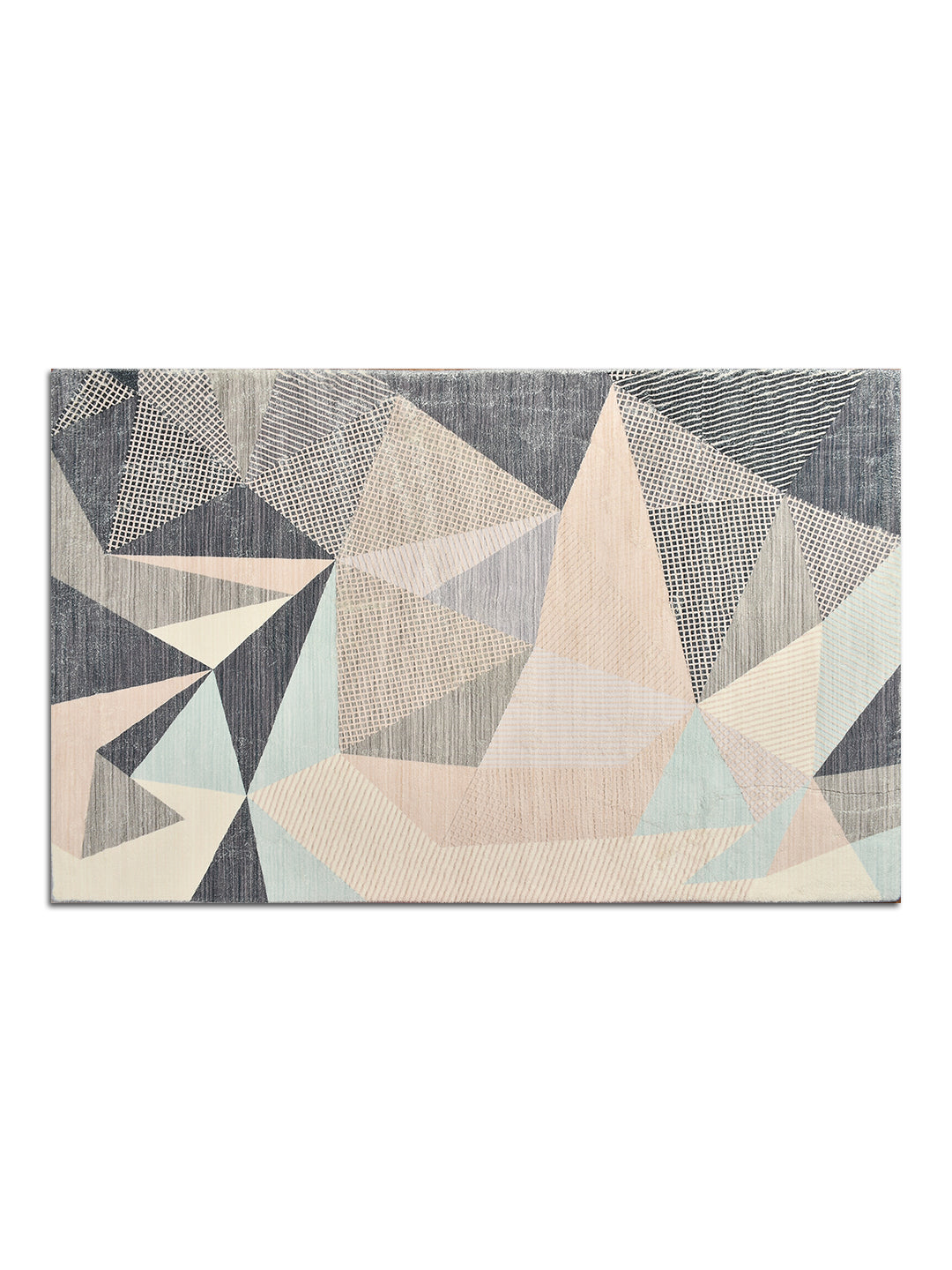 URBAN DREAM FASHION ABSTRACT GEOMETRIC TRIANGLES TUFT BLUE AND GREY CARPET