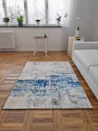 URBAN DREAM FASHION ABSTRACT DISTRESS TUFT BLUE AND GREY CARPET