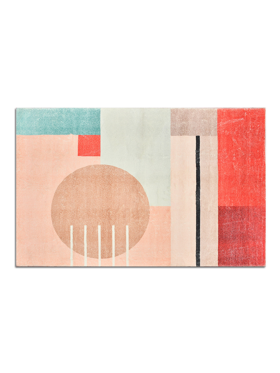 URBAN DREAM FASHION ABSTRACT GEOMETRIC TUFT RED AND PEACH CARPET